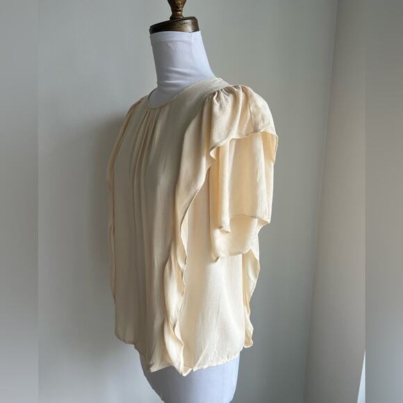 ANTHROPOLOGIE MAEVE FLUTTER SLEEVE BLUSH PINK BLOUSE SIZE SMALL - Picture 5 of 5